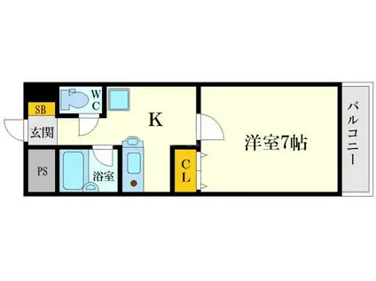 箕面エレガンスヒルズ(1K/2階)の間取り写真