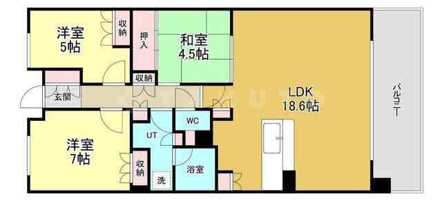 ジオ千里中央フォレストカーサH棟(3LDK/3階)の間取り写真