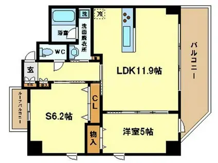 リリィベル梅田西(1SLDK/4階)の間取り写真