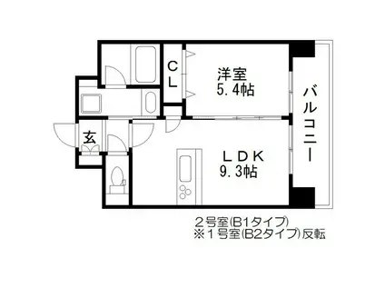 NOBLE UMEKITA(1LDK/3階)の間取り写真