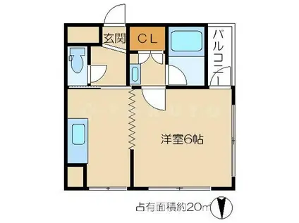 エコービル(1K/2階)の間取り写真