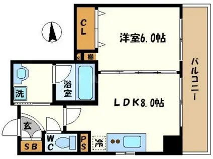 エステムプラザ梅田・扇町公園パークランド(1LDK/5階)の間取り写真