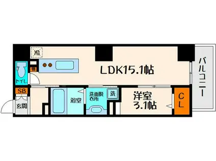 リヴィエール北梅田(1LDK/5階)の間取り写真