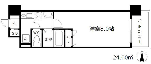 CITY SPIRE北梅田(1K/3階)の間取り写真
