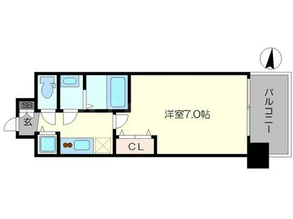 スワンズシティ梅田シエロ(1K/12階)の間取り写真