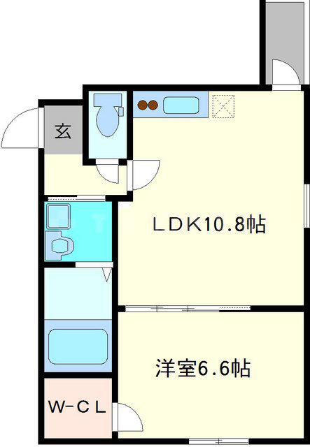 ハイム天神2(1LDK/1階)の間取り写真