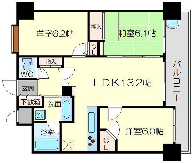 エステムコート新大阪Ⅳパークフロント(3LDK/4階)の間取り写真