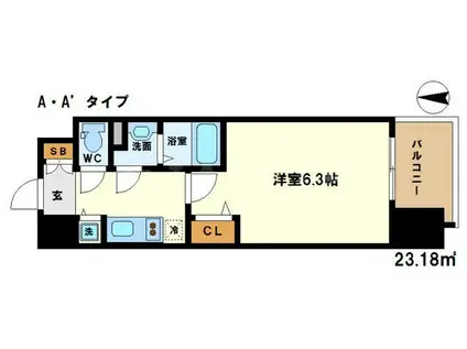 プレサンス梅田東ディアロ(1K/8階)の間取り写真