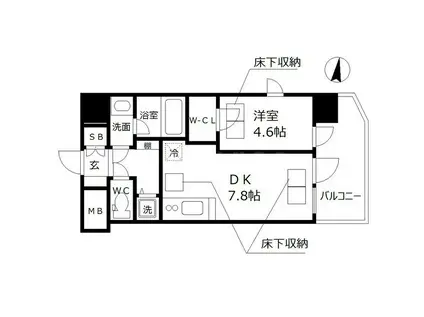 ノース VILLAGE 伍番館(1DK/9階)の間取り写真