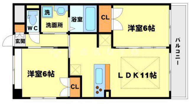 第20関根マンション(2LDK/8階)の間取り写真