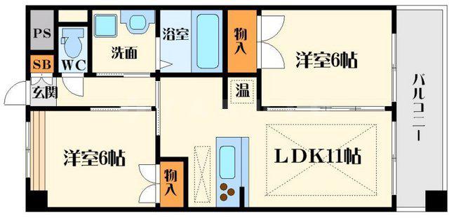 第20関根マンション(2LDK/6階)の間取り写真