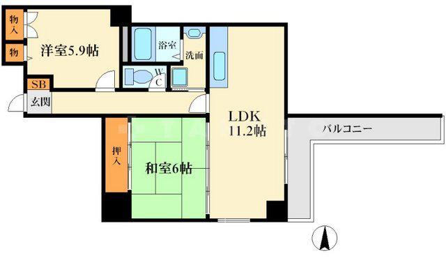  東明マンション江坂2(2LDK/4階)の間取り写真