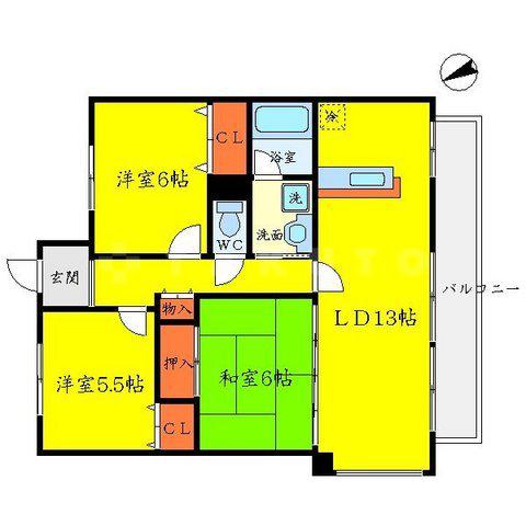 エステート松尾Ⅲ(3LDK/2階)の間取り写真