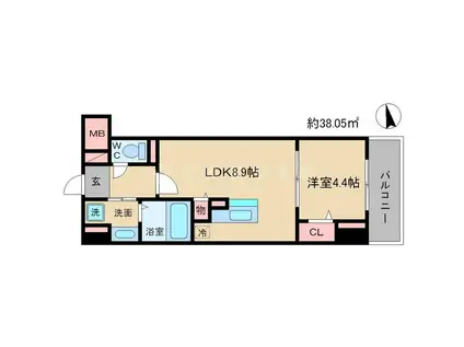 LASANTE梅田北(1LDK/9階)の間取り写真