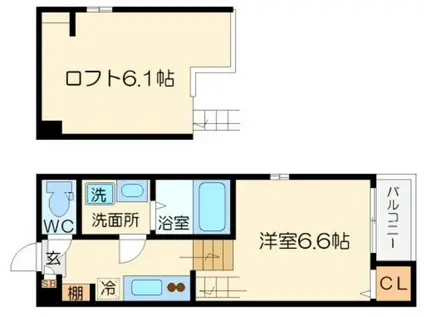 COMFORT西中島(1K/2階)の間取り写真