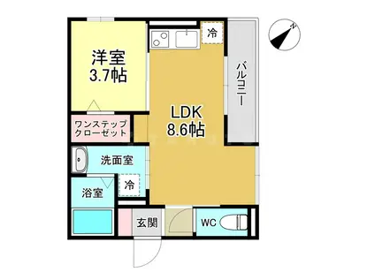 アムール姫島(1LDK/1階)の間取り写真