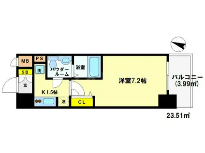 エスリード梅田北(1K/4階)の間取り写真