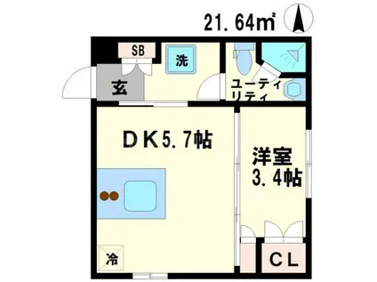 ステーションスクエアさくら通(1DK/3階)の間取り写真