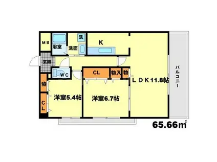 パシフィックマンションIV(2LDK/5階)の間取り写真