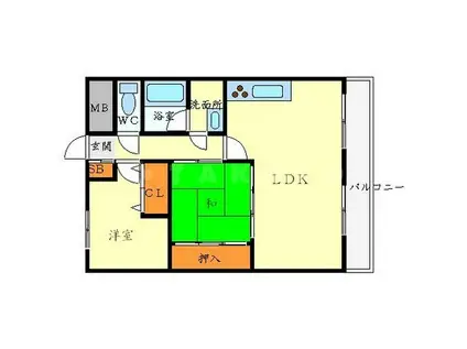 千里泉マンション(2LDK/3階)の間取り写真