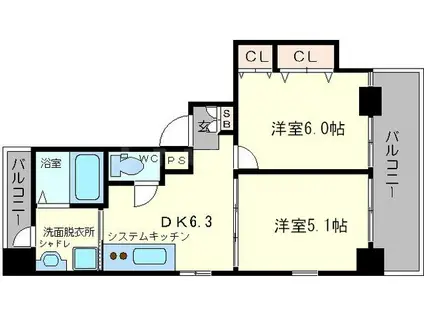 新和ルミエール(2DK/7階)の間取り写真