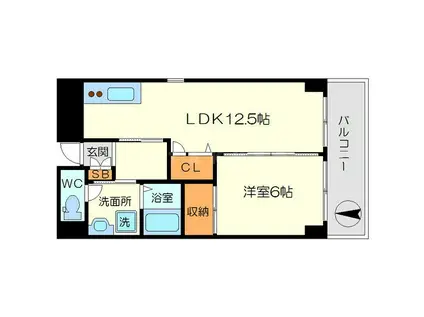 ラフィネ淀川(1LDK/12階)の間取り写真