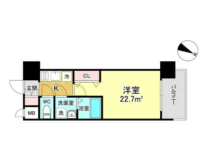 レジュールアッシュ塚本レジデンス(1K/6階)の間取り写真