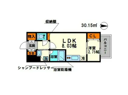 FORTUNEY江坂II(1LDK/5階)の間取り写真