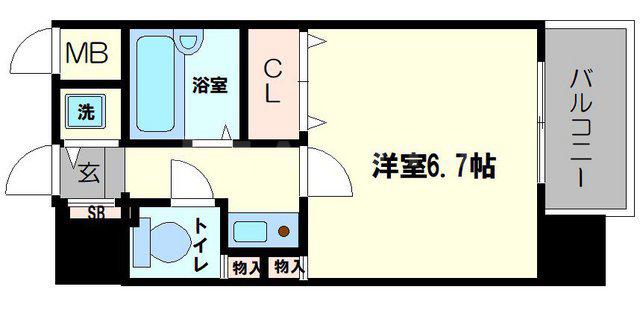パラシオ塚本Ⅲ(1K/2階)の間取り写真
