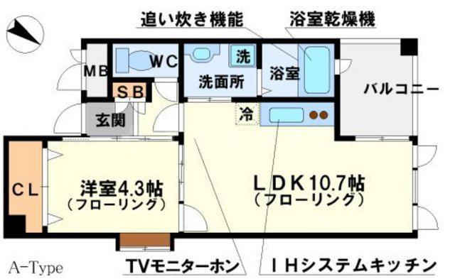 グランシャリオ千里中央(1LDK/8階)の間取り写真