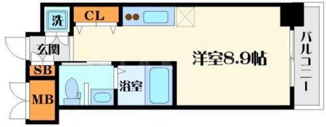 グレンパーク江坂Ⅱ(ワンルーム/7階)の間取り写真
