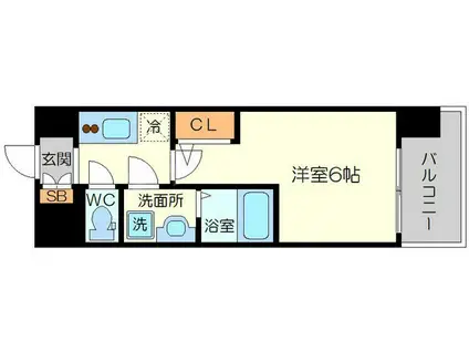 エスリードレジデンス大阪ウエスト(1K/11階)の間取り写真