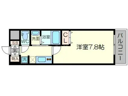 プランドール新大阪サウスレジデンス(1K/6階)の間取り写真