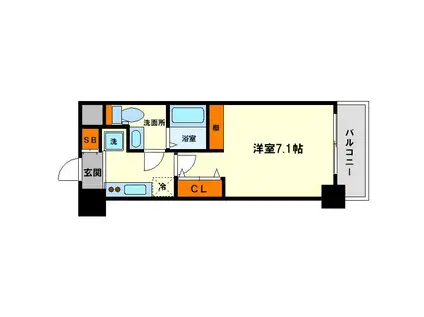 ラクラス新大阪(1K/6階)の間取り写真