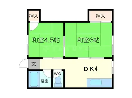 ビスタ岸部ハイツ(2DK/2階)の間取り写真