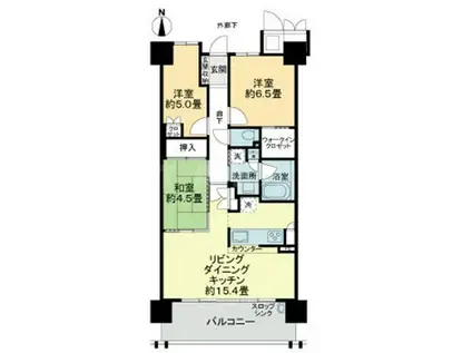 ライオンズ南千里佐竹台グランハート(3LDK/6階)の間取り写真