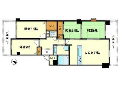 メロディーハイム千里東(4LDK/2階)の間取り写真