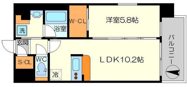グランカーサ新大阪サウス(1LDK/4階)の間取り写真