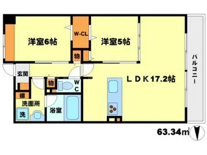 グリーンヒルズ和(2LDK/1階)の間取り写真