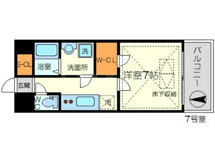 スプランディッド新大阪DUE(1K/2階)の間取り写真