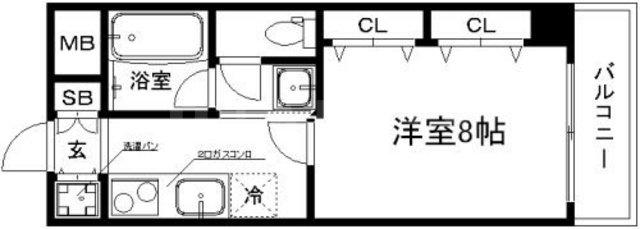 サンフラッツ新大阪(1K/1階)の間取り写真
