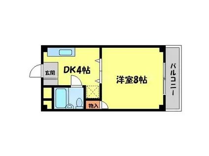 ハイツ山小屋(1DK/3階)の間取り写真