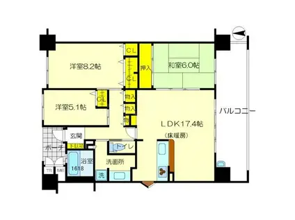 ブランズ南千里(3LDK/5階)の間取り写真