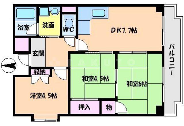 サンヒルズ五月(3DK/3階)の間取り写真
