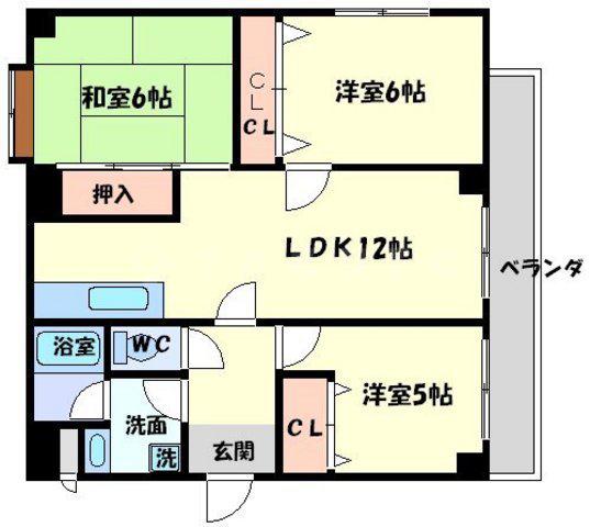 リバーサイドプラザ(3LDK/2階)の間取り写真