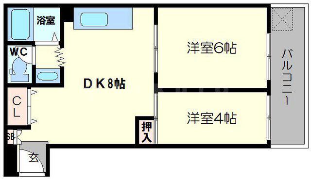アパートメント吹田ⅠⅠ(2DK/3階)の間取り写真