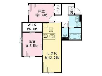 ディアコート万博(2LDK/1階)の間取り写真