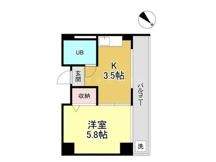 セリバテール山田南(1K/5階)の間取り写真