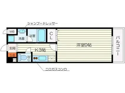 プリマベーラA棟(1K/2階)の間取り写真