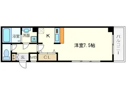 グランパシフィック難波元町(ワンルーム/8階)の間取り写真